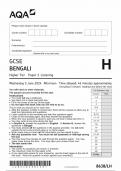 AQA GCSE BENGALI PAPER 1 Higher Tier QUESTION PAPER 2024 (8638/LH: Listening)