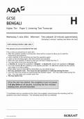 AQA GCSE BENGALI PAPER 1 Higher Tier QUESTION PAPER 2024 (8638/LH/T: Listening Test Transcript)