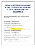 CCT-CCI 1 / CCT FINAL EXAM NEWEST  ACTUAL EXAM WITH QUESTIONS AND  DETAILED ANSWERS GRADED A |  BRAND NEW!!!