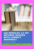 I&R MODULES 1/2 IOT ARTHREX QUIZZES WITH CORRECT ANSWERS!!