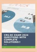 CRS-DC EXAM 2024 QUESTIONS WITH COMPLETE SOLUTIONS!!