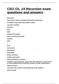 CSCI Ch. 14 Recursion exam questions and answers