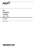 AQA AS PHYSICS 7407/1 Paper 1 Mark scheme June 2022 Version: 1.0 Final