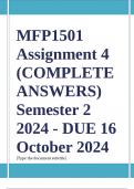 MFP1501 Assignment 4 Full Solutions Semester 2 2024 - DUE 16 October 2024 ;100 % TRUSTED workings, Expert Solved, Explanations and Solutions. 