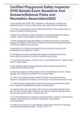 Certified Playground Safety Inspector CPSI Sample Exam Questions And Answers(National Parks and Recreation Association)2022