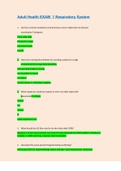 Adult Health EXAM  1 Respiratory System