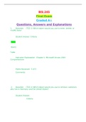 BIS 245 Final Exam Graded A+ Questions, Answers and Explanations