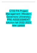 C722 PA Project Management (Western Governors University) PRE-ASSESSMENT solution fall 2022-2023 new update