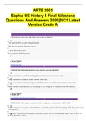 ARTS 2001 Sophia US History 1 Final Milestone Questions And Answers 2020|2021 Latest Version Grade A