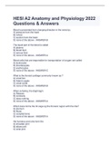 HESI A2 Anatomy and Physiology 2022 Questions & Answers