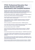 FTCE: Professional Education Test (Florida Teacher Certification Examination) with Complete Solutions