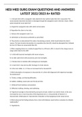 HESI MED SURG EXAM QUESTIONS AND ANSWERS LATEST 2022/2023 A+ RATED