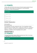 MATH 225N/Math 225n Statistic Final Questions and Answers (Latest version):MATH 225N Chamberlain College of Nursing. 1/1 POINTS A fitness center claims that the mean amount of time that a person spends at the gym per visit is 33 minutes. Identify the null