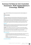 Summary Full Notes for Unit 3 Controlled Assessment - WJEC Applied Diploma in Criminology. VERIFIED