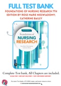 Test Bank for Foundations of Nursing Research 7th Edition by Rose Marie Nieswiadomy; Catherine Bailey 9780134167213 Chapter 1-20 Complete Guide A+