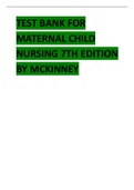 TEST BANK FOR MATERNAL CHILD NURSING 7TH EDITION BY MCKINNEY 2024 UPDATE 