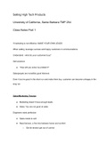 UCSB TMP 254 Selling High Tech Products: Class Notes Part 1