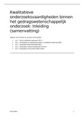 Samenvatting: Kwalitatieve onderzoeksvaardigheden binnen het gedragswetenschappelijk onderzoek (inleiding)