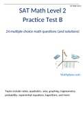 SAT Math Level 2 Practice Test B //24 multiple choice math questions (and solutions)