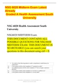 NSG 6020 Midterm Exam Latest Already Graded A Health Assessment (20222023)South University