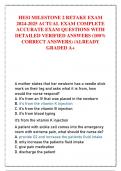 HESI MILESTONE 2 RETAKE EXAM  2024-2025 ACTUAL EXAM COMPLETE  ACCURATE EXAM QUESTIONS WITH  DETAILED VERIFIED ANSWERS (100%  CORRECT ANSWERS) /ALREADY  GRADED A+