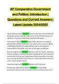 AP Comparative Government and Politics: Introduction | Questions and Correct Answers | Latest Update 2024/2025