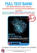 Test Bank For Basic and Clinical Pharmacology 14th Edition by Bertram G. Katzung 9781259641152 chapter 1-15 Complete Guide .