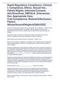 Rapid Regulatory Compliance: Clinical I: Compliance, Ethics, Sexual Har., Patient Rights, Informed Consent, Adv.Directives, EMTALA, Grievances, Dev. Appropriate Care, Cult.Competence, Restraint/Seclusion, Patient Abuse/Assault/Neglect(Q&A)2022