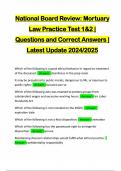 National Board Review: Mortuary Law Practice Test 1&2 | Questions and Correct Answers | Latest Update 2024/2025