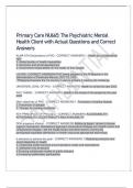 Primary Care NU665: The Psychiatric Mental Health Client with Actual Questions and Correct Answers