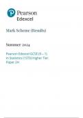 Pearson Edexcel GCSE (9 – 1)  In Statistics (1ST0) Higher Tier  Paper 2H Summer 2024 mark scheme June 2024