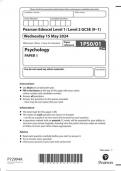 Pearson Edexcel Level 1 / Level 2 GCSE (9–1) 1PS0/01 Psychology  PAPER 1 June 2024 