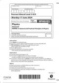  Pearson Edexcel Level 3 GCE Physics  9PH0/03     Advanced  PAPER 3 General and Practical Principles in Physics June 2024