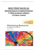 SOLUTION MANUAL Marketing Research: An Applied Orientation 7th Edition by Naresh K. Malhotra all chapters complete ISBN: 9781292265636