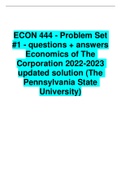 ECON 444 - Problem Set #1 - questions + answers Economics of The Corporation 2022-2023 updated solution (The Pennsylvania State University)