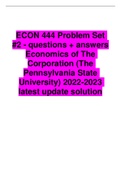 ECON 444 Problem Set #2 - questions + answers Economics of The Corporation (The Pennsylvania State University) 2022-2023 latest update solution