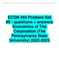 ECON 444 Problem Set #6 - questions + answers Economics of The Corporation (The Pennsylvania State University) 2022-2023