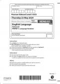 Pearson Edexcel Level 3 GCE  English Language 9EN0/01  Advanced  PAPER 1 Language Variation June 2024