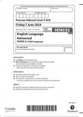 Pearson Edexcel Level 3 GCE 9EN0/02  English Language  Advanced  PAPER 2  Child Language June 2024