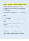 Exam 1- BIOL4712- Biochemistry- UMSL | 55 Questions with 100% Correct Answers | Updated & Verified