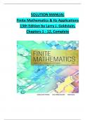 SOLUTION MANUAL Finite Mathematics & Its Applications 13th Edition by Larry J. Goldstein, Chapters 1 - 12, Complete