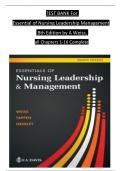 TEST BANK For  Essential of Nursing Leadership Management 8th Edition by A Weiss,  all Chapters 1-16 Complete  ISBN: 9781719646581