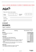 AQA A-LEVEL BUSINESS 3 PAPER 3 VERIFIED SOLUTION