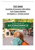 TEST BANK Essentials of Economics 10th edition by N. Gregory Mankiw   All Chapters 1 – 24 fully covered ISBN: 9780357723166