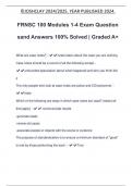 FRNSC 100 Modules 1-4 Exam Question sand Answers 100% Solved | Graded A+