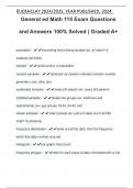 General ed Math 115 Exam Questions and Answers 100% Solved | Graded A+