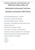 IOWA Test of Basic Skills and Metropolitan Achievement Test Exam Questions and Answers 100% Solved