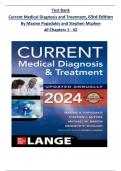 Test Bank Current Medical Diagnosis and Treatment, 63rd Edition By Maxine Papadakis and Stephen Mcphee all Chapters 1 - 42 fully covered and updated 2024/2025 ISBN: 9781265556037