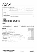 2024 AQA GCSE CITIZENSHIP STUDIES PAPER 1 & PAPER 2 INCLUDING BOTH MARK SCHEMES