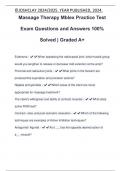 Massage Therapy Mblex Practice Test Exam Questions and Answers 100% Solved | Graded A+